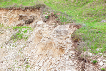 Landslide zone at the cliff 