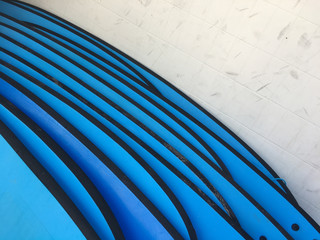 Obraz premium Blue Surfboard Stack. Minimal Aesthetic.