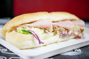 Fast food on a restaurant table