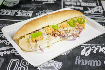 Fast food on a restaurant table