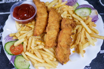 Fast food on a restaurant table