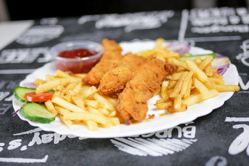 Fast food on a restaurant table
