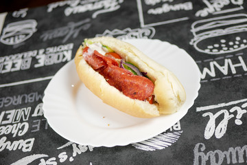 Fast food on a restaurant table