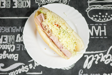 Fast food on a restaurant table