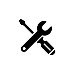 Screwdriver and wrench. Tools icon isolated on white background