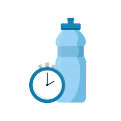 bottle water with chronometer time isolated icon vector illustration design