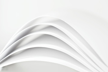 5 pieces of White Paper half folded on a white background