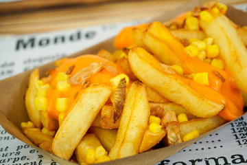 French fries on a restaurant table