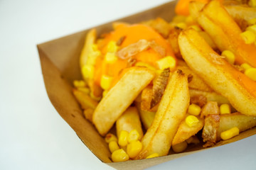 French fries on a restaurant table