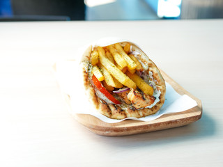 Gyros on a restaurant table