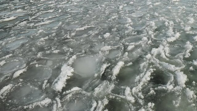 Ice sheets movement waves close up 4K