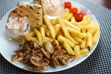 Gyros on a restaurant table