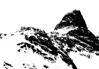 Mountain silhouette on the white background