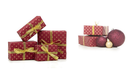 Gift boxes and Christmas ornaments