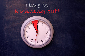 Time is running out concept shows clock that is running out of time