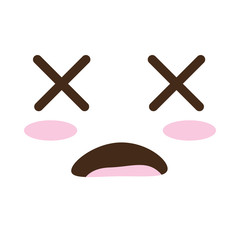 sad face kawaii comic character