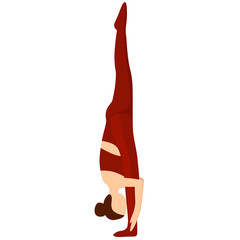 Yoga asana. Vector illustration. Urdhva prasarita ekapadasana. Isolated silhouette of a woman standing on the twine. Healthy lifestyle.