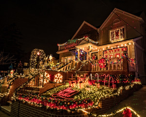 Decorated houses with Christmas Lights