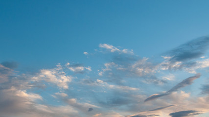 Atmospheric sky art image. White mixed and Altostratus cloud in blue sky. Australia.