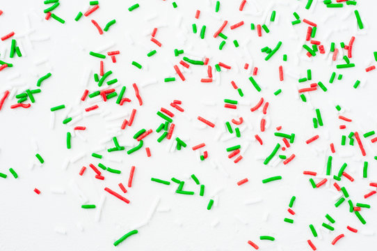 Red green and white Christmas sprinkles for baking