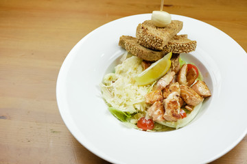 Main course in a restaurant