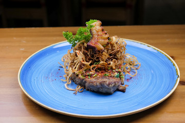 Main course in a restaurant