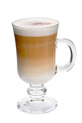 Glass cup mix latte coffee foam