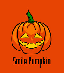 the orange Halloween pumpkin smile and angry emoticon logo design