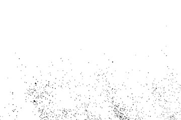 Abstract grainy texture isolated on white background. Top view. Dust, sand blow or bread crumbs.Silhouette of food flakes such as salt or almond or wheat flour spread on the flat surface or table.