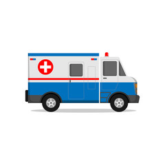 ambulance vector design in white and blue with red stripes