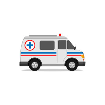 ambulance vector design in white with blue and red stripes