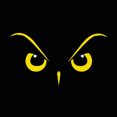 The Orange Black Spooky Owl Face Logo Design