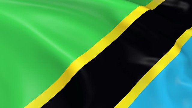 Photo realistic slow motion 4KHD flag of the Tanzania waving in the wind.  Seamless loop animation with highly detailed fabric texture in 4K resolution.