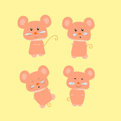 Cute four cartoon of rat or mouse 
