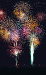 Colorful fireworks happy new year