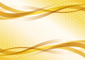 和柄とウェーブのフレーム　金色