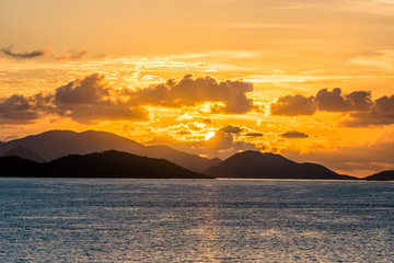 Naklejka premium Sunrise over Virgin Islands in Caribbean Sea