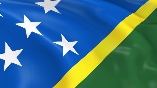 Photo realistic slow motion 4KHD flag of the Solomon Islands waving in the wind.  Seamless loop animation with highly detailed fabric texture in 4K resolution.