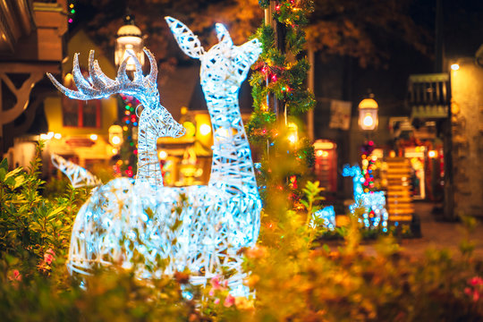 Christmas Lights With Some Light Deer In Gatlinburg, Tennessee