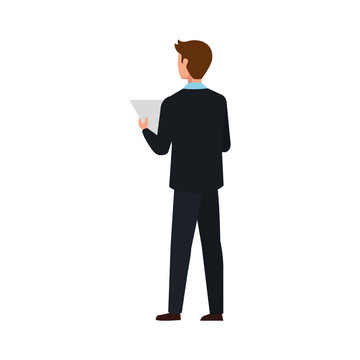 back businessman elegant avatar character icon vector illustration design