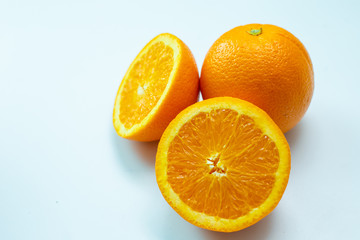 Fresh slice orange tropical fruit on white background