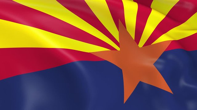 Photo realistic slow motion 4KHD flag of the US State of Arizona waving in the wind.  Seamless loop animation with highly detailed fabric texture in 4K resolution.