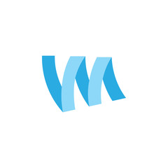letter wm ribbon 3d logo vector