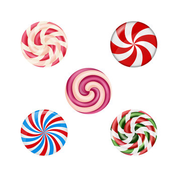 Set of sweet candies on white background