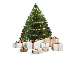 Christmas gifts. white golden presents design 3d-illustration