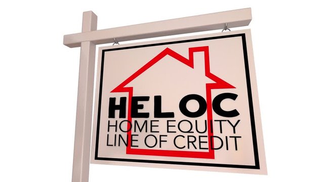 HELOC Home Equity Line of Credit House for Sale Sign 3d Animation