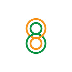 linked number 8 circle overlap colorful logo vector