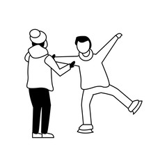 young boys with winter clothes and skates