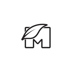 letter m linear leaf geometric logo vector