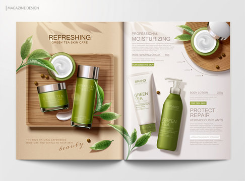 Green tea product magazine template